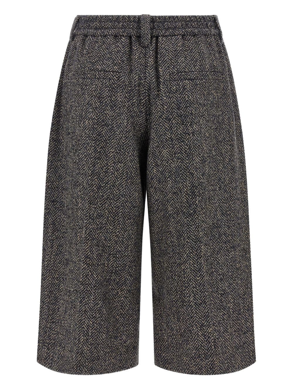 Brunello Cucinelli Wool Herringbone Bermuda Shorts Blue