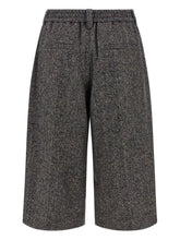 Brunello Cucinelli Wool Herringbone Bermuda Shorts Blue