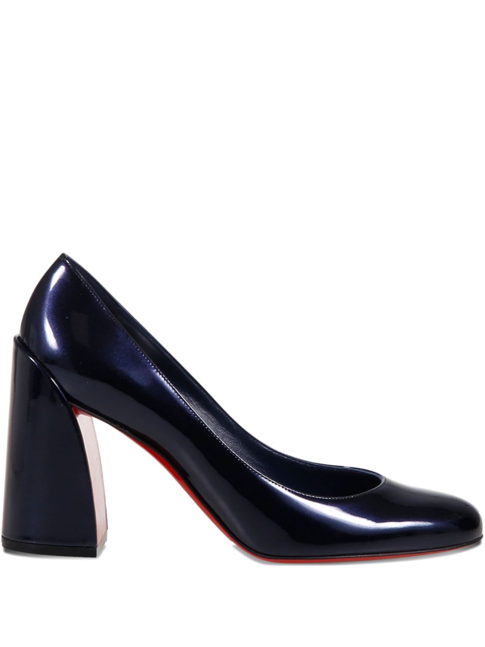 Christian Louboutin Miss Sab Patent Leather Block Heel Pumps Blue