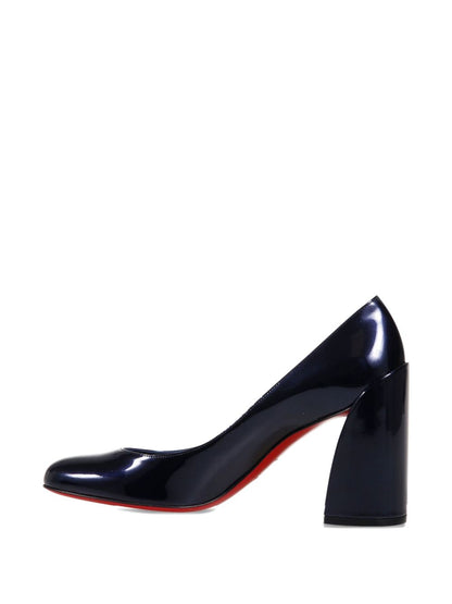 Christian Louboutin Miss Sab Patent Leather Block Heel Pumps Blue