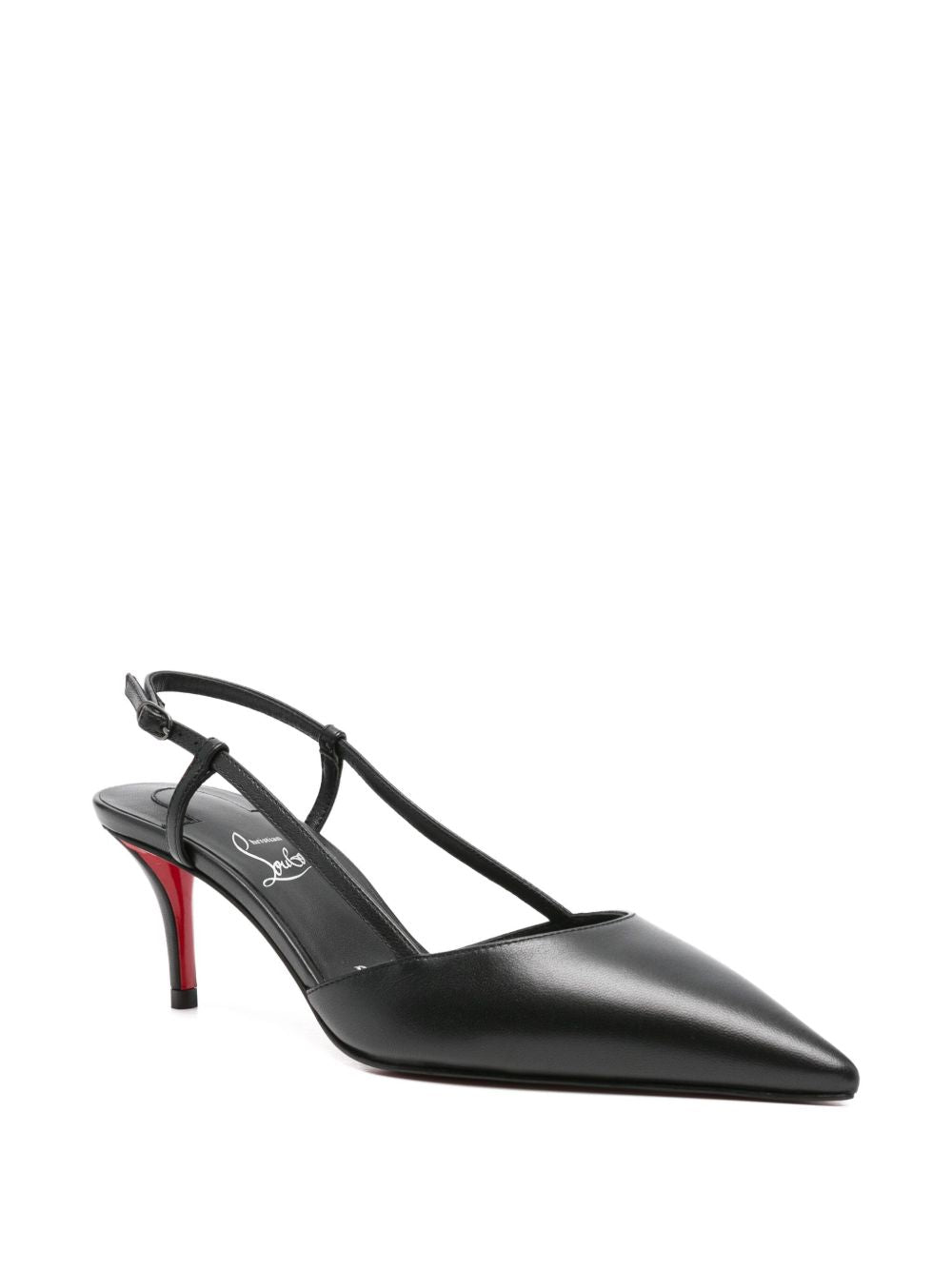 Christian Louboutin Miss Z Black Calf Leather Buckle Ankle Strap Pointed Toe Pumps Black
