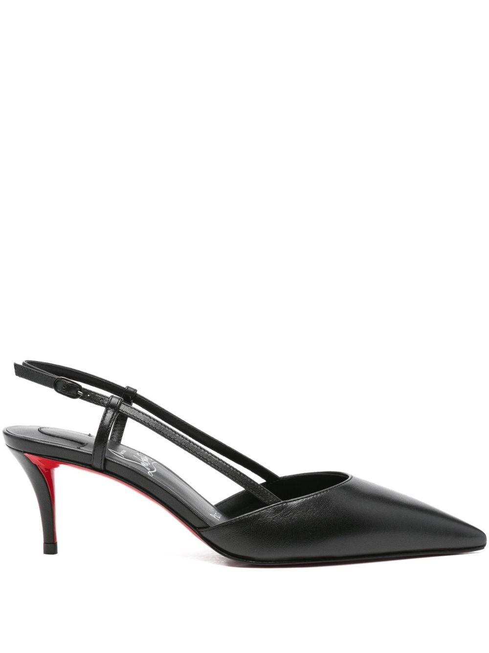 Christian Louboutin Miss Z Black Calf Leather Buckle Ankle Strap Pointed Toe Pumps Black