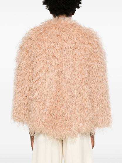 Forte Forte Long Powder Beige Coat with Concealed Fastening Powder