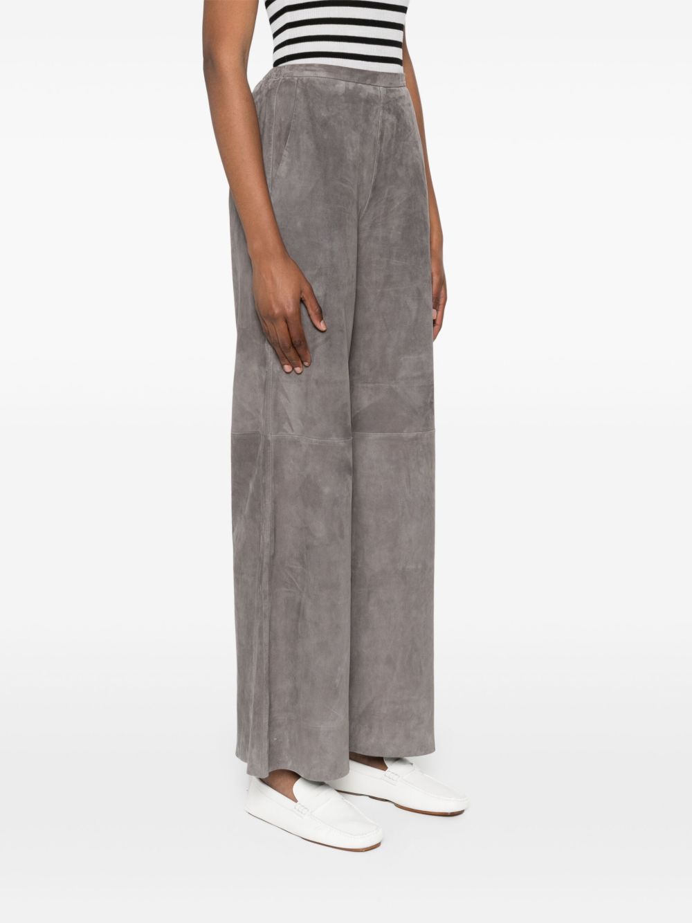 Forte Forte High-Waisted Calf Suede Leather Trousers Beige beige