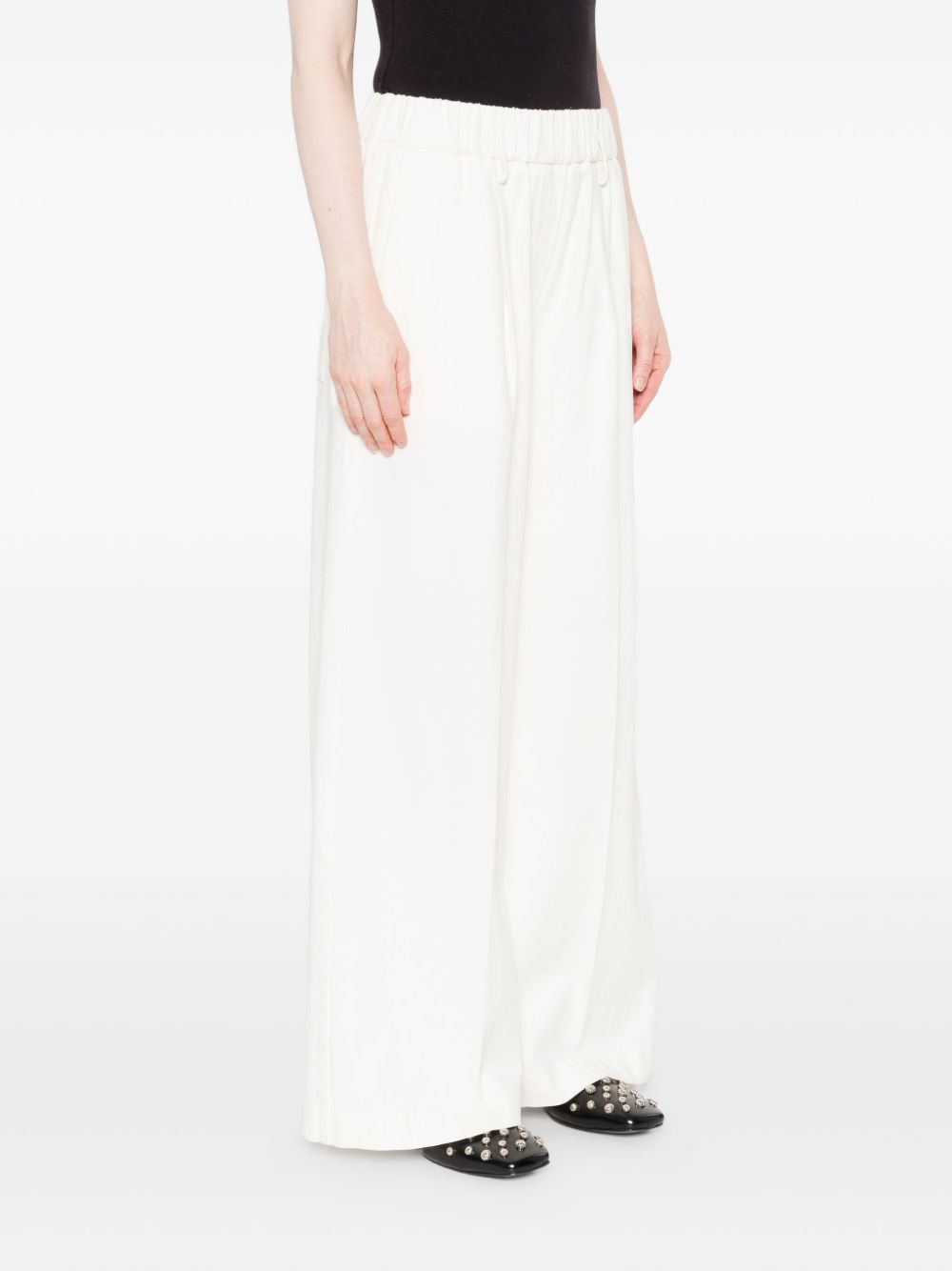 Forte Forte High-Rise Tailored Cotton-Blend Trousers Ivory