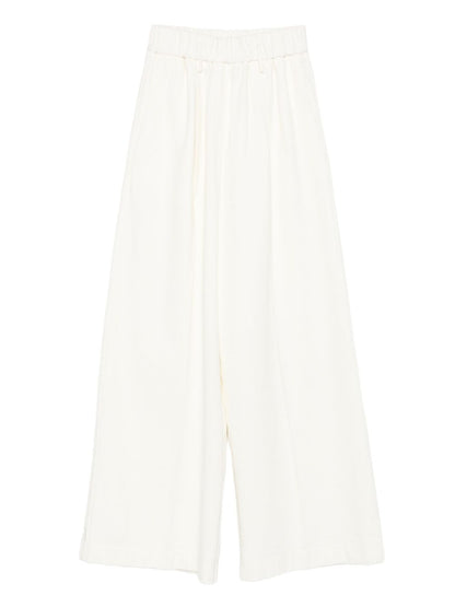 Forte Forte High-Rise Tailored Cotton-Blend Trousers Ivory