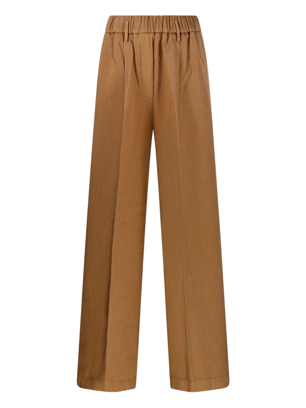 Forte Forte High-Waisted Gathered Cotton Trousers Light Brown