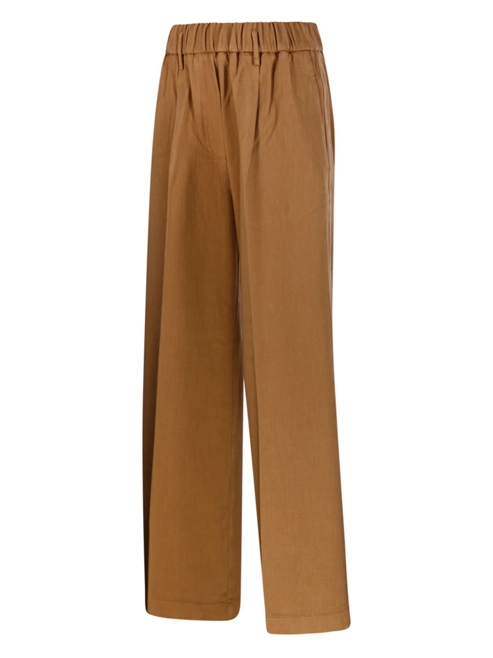 Forte Forte High-Waisted Gathered Cotton Trousers Light Brown