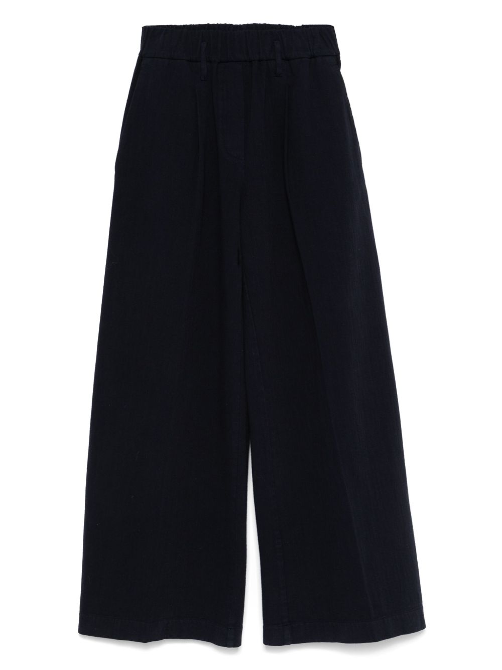 Forte Forte Navy Flared Cotton Trousers Blue