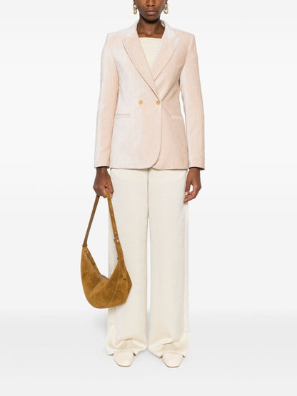 Forte Forte Velvet Double-Breasted Jacket Beige