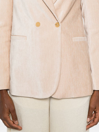 Forte Forte Velvet Double-Breasted Jacket Beige
