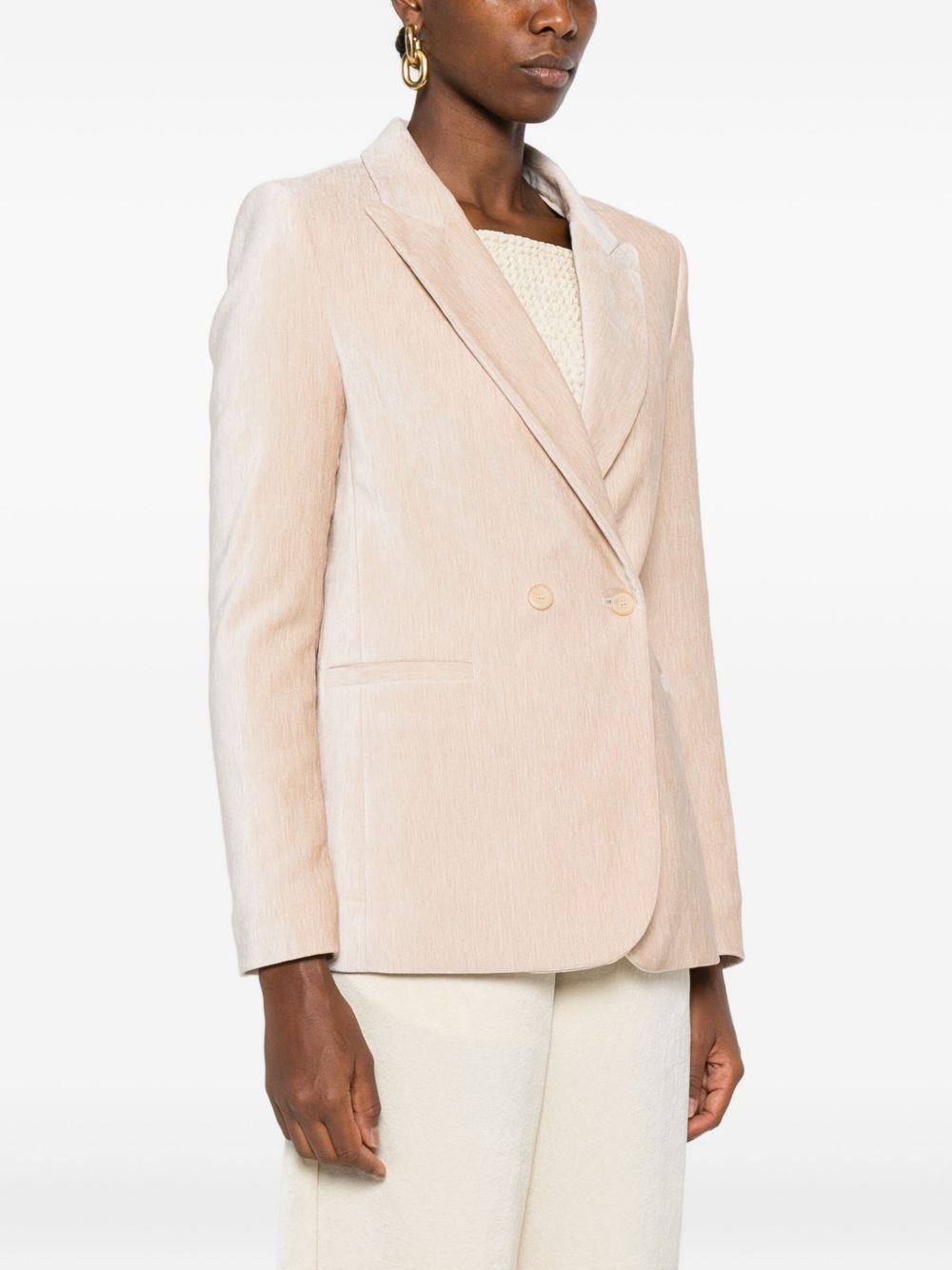 Forte Forte Velvet Double-Breasted Jacket Beige
