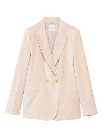 Forte Forte Velvet Double-Breasted Jacket Beige