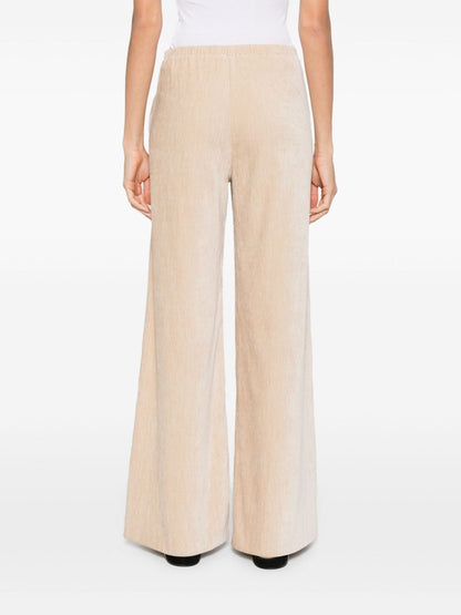 Forte Forte High-Waisted Flared Velvet Trousers Beige
