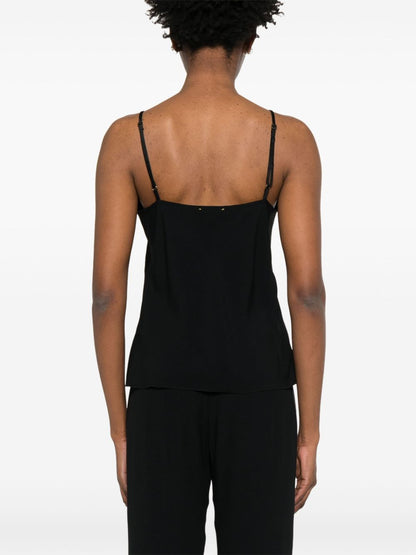 Forte Forte V-Neck Satin Sleeveless Top Black