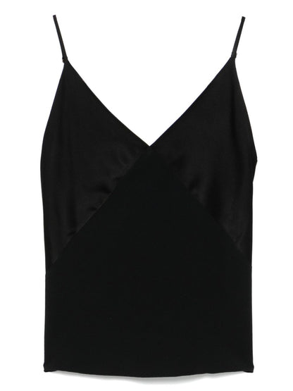 Forte Forte V-Neck Satin Sleeveless Top Black