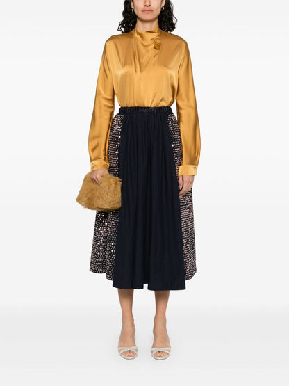 Forte Forte Curved Hem Silk Shirts amber yellow