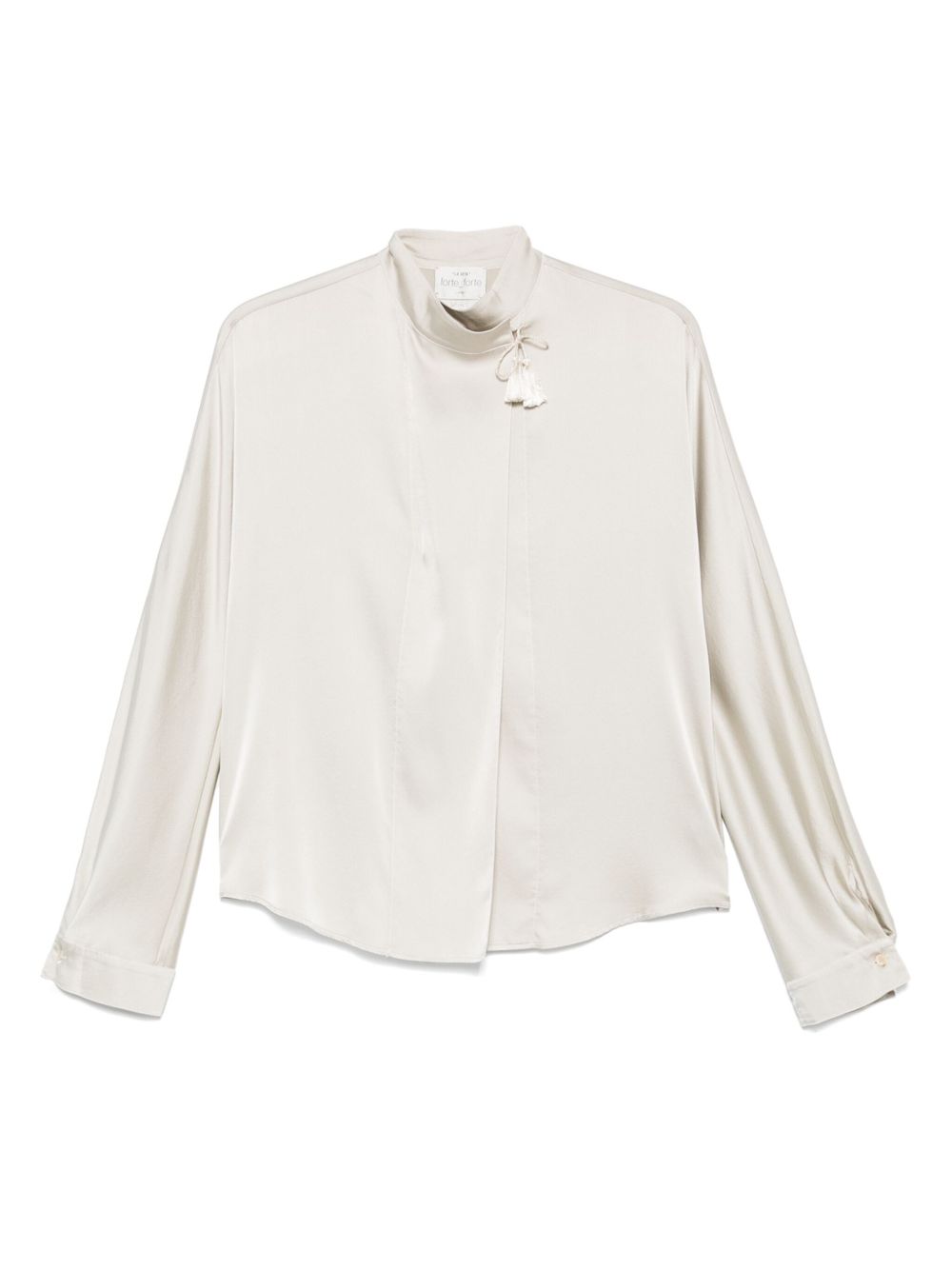 Forte Forte Silk Tie-Neck Long-Sleeve Blouse Silver silver