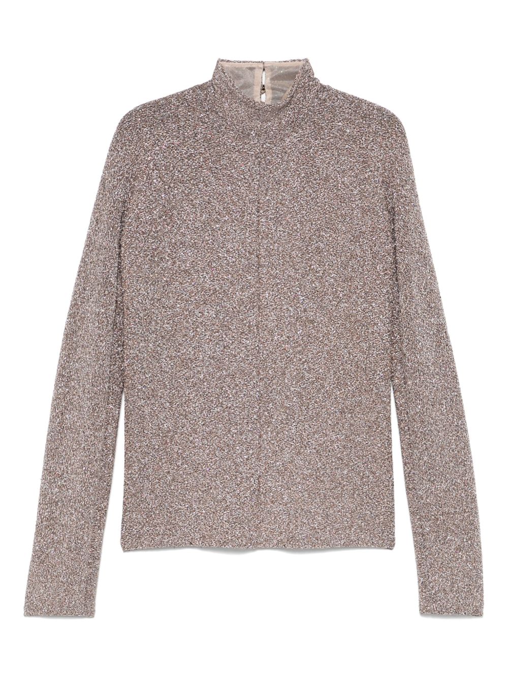 Forte Forte Lurex High-Neck Buttoned Sweater Powder powder