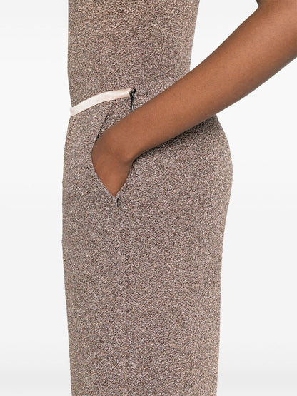 Forte Forte Lurex Wide-Leg Flared Trousers Powder powder