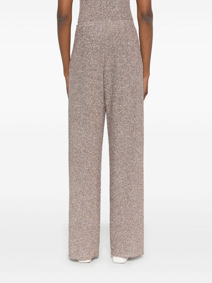 Forte Forte Lurex Wide-Leg Flared Trousers Powder powder