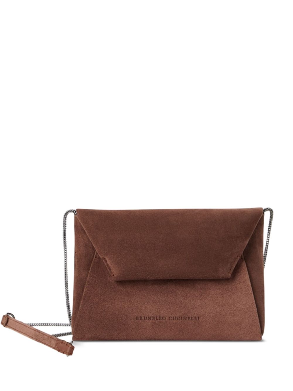 Brunello Cucinelli Suede Chain Clutch Bag Bordeaux Bordeaux