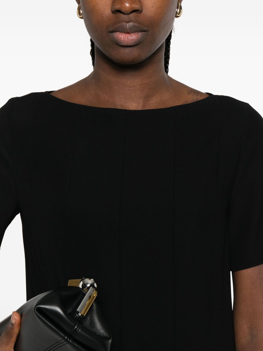 Emporio Armani Short Flared Boat Neck Dress Black