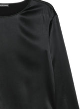 Emporio Armani Silk Satin Three-Quarter Sleeve Blouse Black