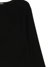 Emporio Armani Cropped Black Boat-Neck Top With Three-Quarter Sleeves Black