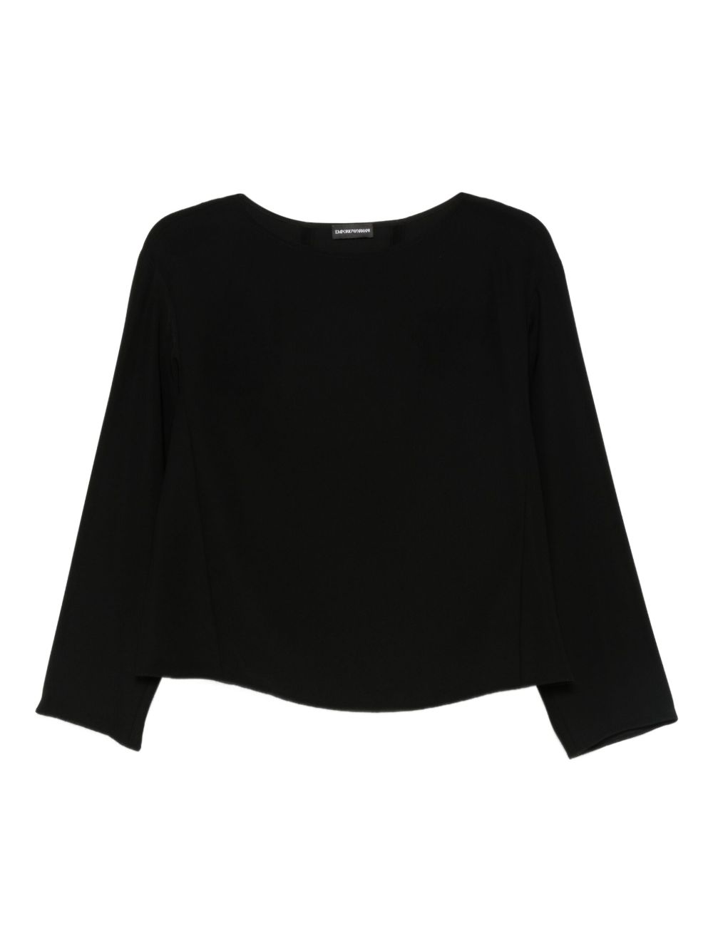 Emporio Armani Cropped Black Boat-Neck Top With Three-Quarter Sleeves Black