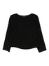 Emporio Armani Cropped Black Boat-Neck Top With Three-Quarter Sleeves Black