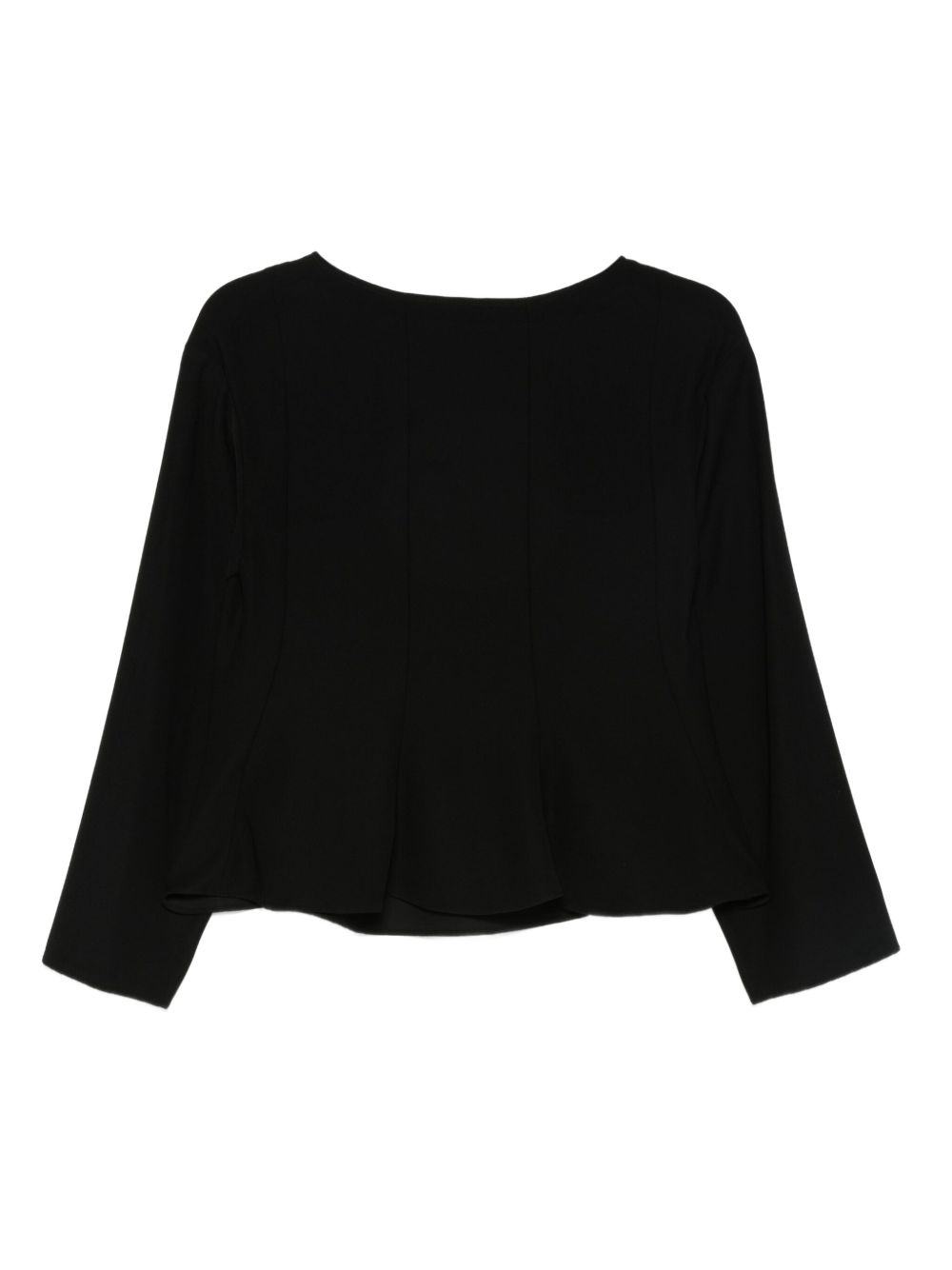 Emporio Armani Cropped Black Boat-Neck Top With Three-Quarter Sleeves Black