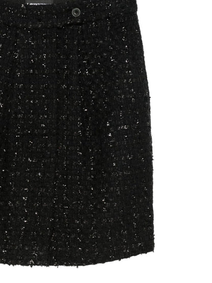 Emporio Armani Tweed Sequin-Embellished Mini Skirt Black