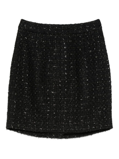 Emporio Armani Tweed Sequin-Embellished Mini Skirt Black