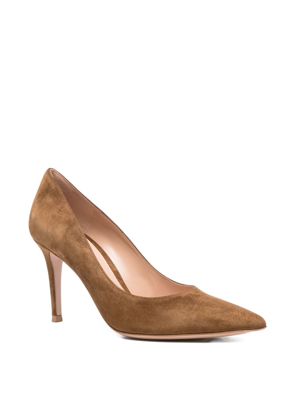 Gianvito Rossi With Heel 85 Silk-Nylon Pumps Brown