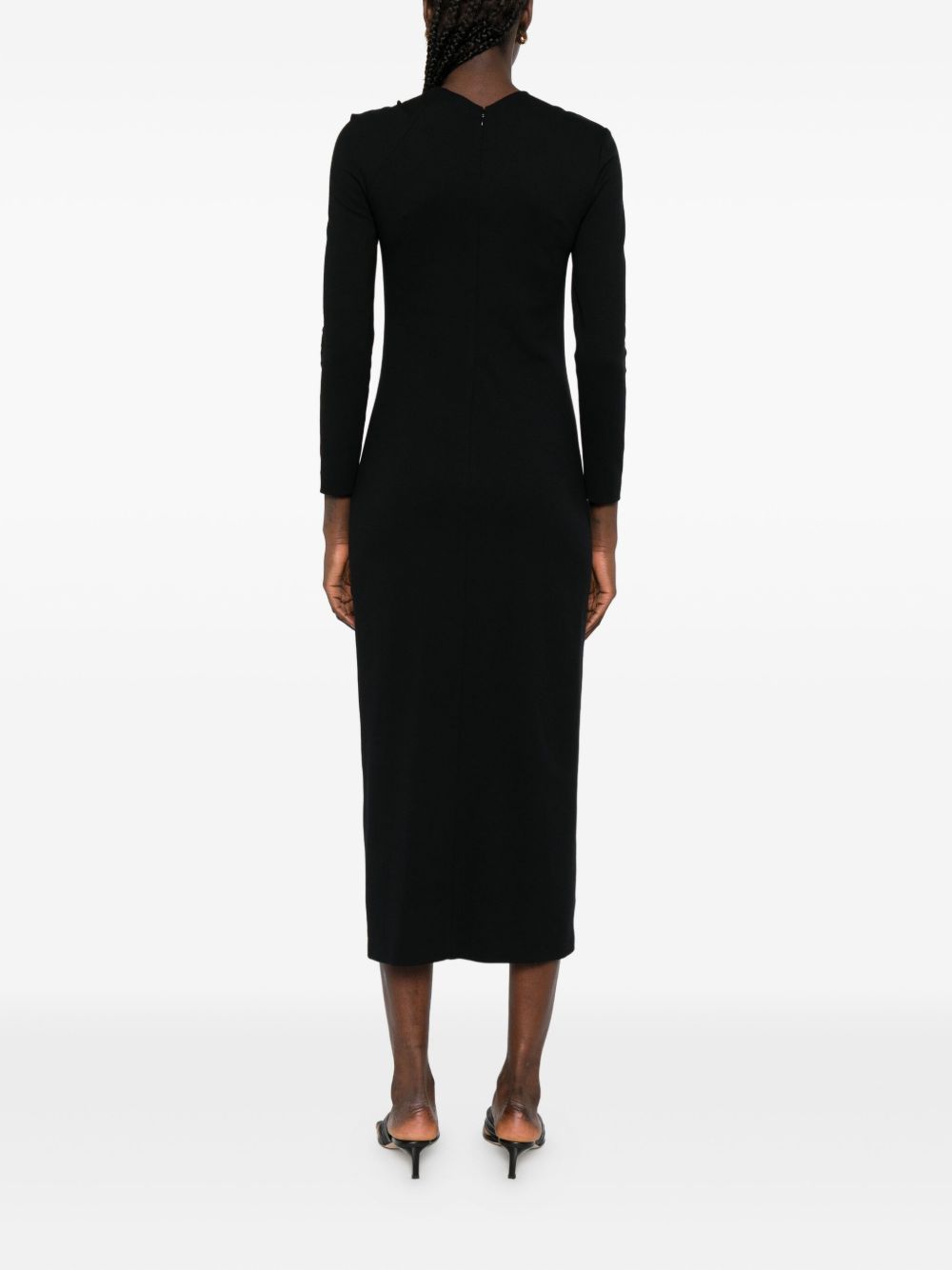 Emporio Armani Bow-Detail Asymmetric Midi Dress Black Black