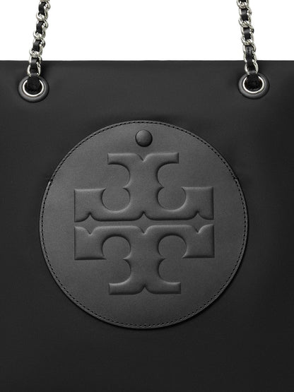 Tory Burch Ella Nylon Shopper Bag with Circular Logo in Black