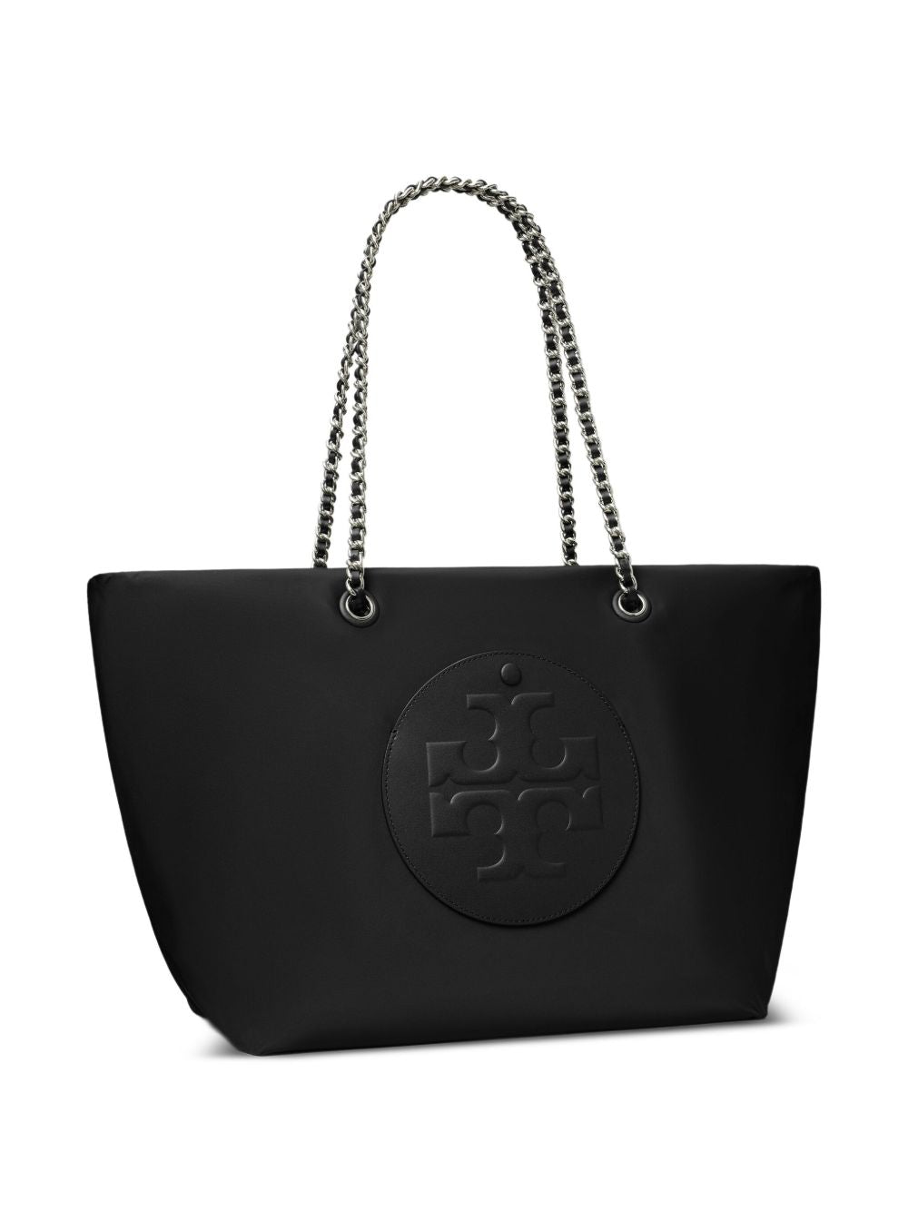 Tory Burch Ella Nylon Shopper Bag with Circular Logo in Black