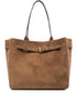 Tom Ford Medium Brown Suede Shopper Bag with Gold-Tone T Detail Brown