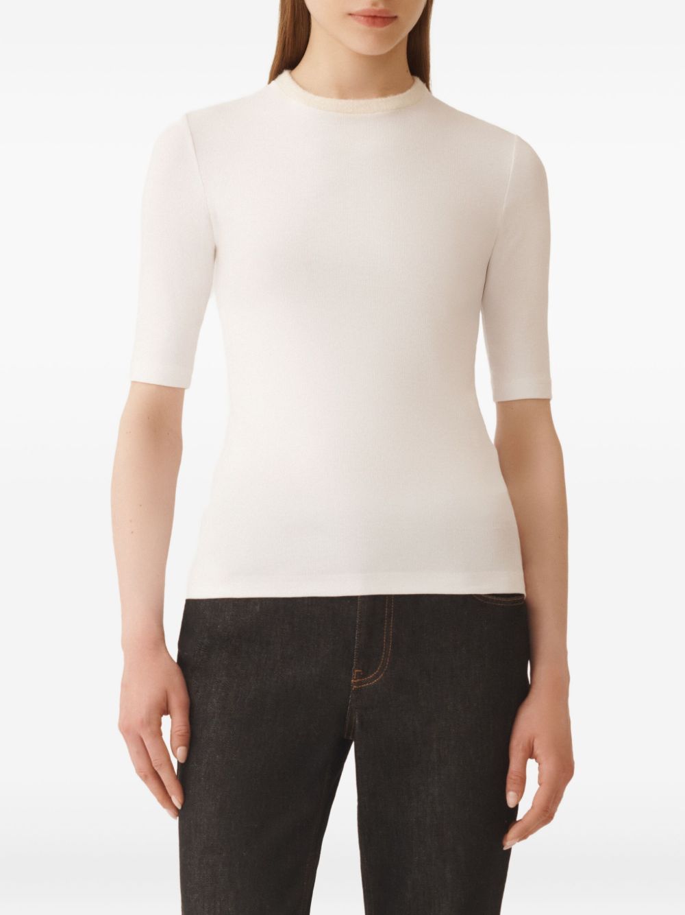 Fabiana Filippi Ribbed Cotton Short Sleeve Top White White