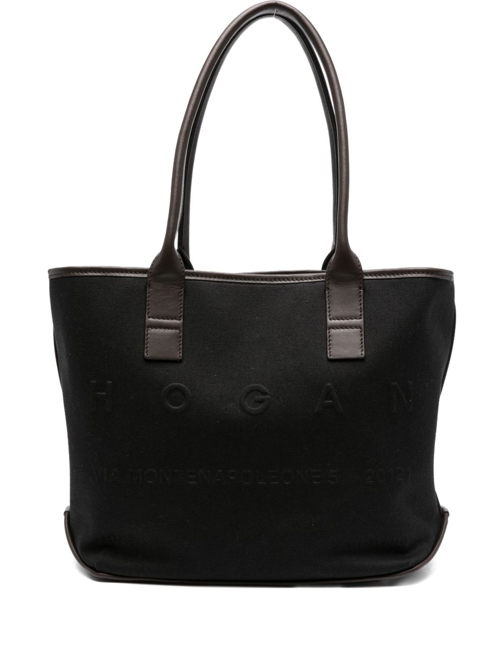 Hogan Pre Pre Script Small Black Leather-Trimmed Tote Bag Black