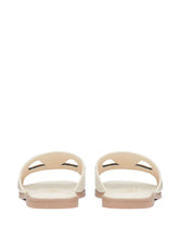 Valentino Garavani VLogo Signature Square-Toe Leather Sandals Ivory