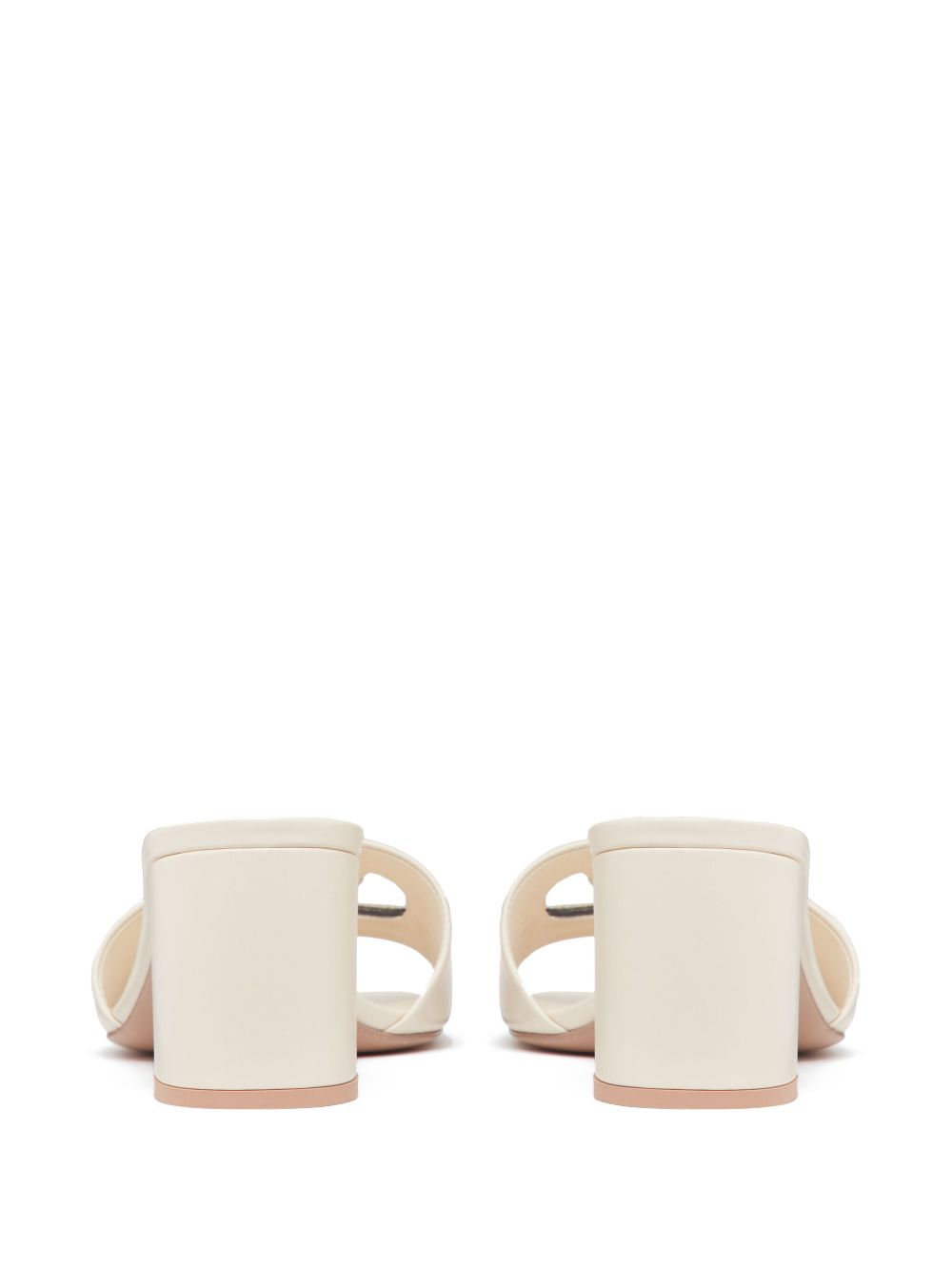 Valentino Garavani VLogo Cut-Out Leather Block-Heel Sandals Ivory