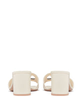 Valentino Garavani VLogo Cut-Out Leather Block-Heel Sandals Ivory