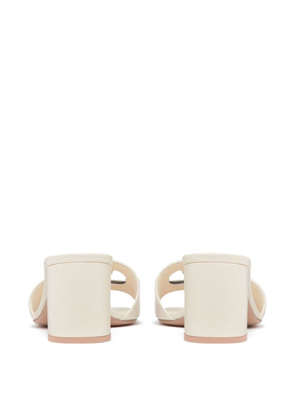 Valentino Garavani VLogo Cut-Out Leather Block-Heel Sandals Ivory