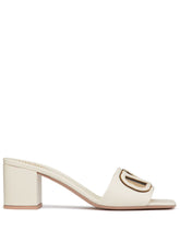 Valentino Garavani VLogo Cut-Out Leather Block-Heel Sandals Ivory