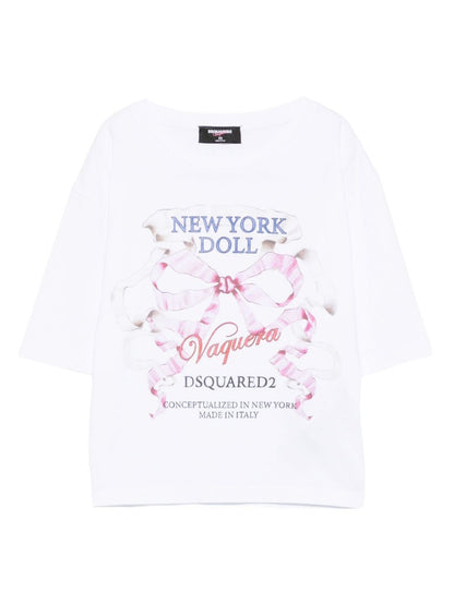 Dsquared2 Printed Cotton Crewneck T-Shirt White White