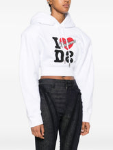 Dsquared2 Graphic Logo Cotton Cropped Hoodie White White
