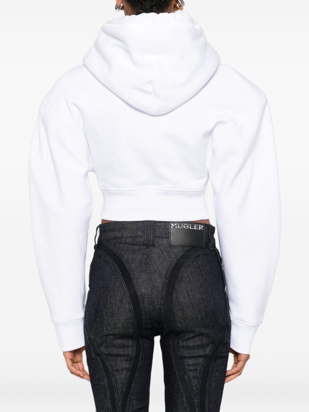 Dsquared2 Graphic Logo Cotton Cropped Hoodie White White