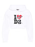 Dsquared2 Graphic Logo Cotton Cropped Hoodie White White